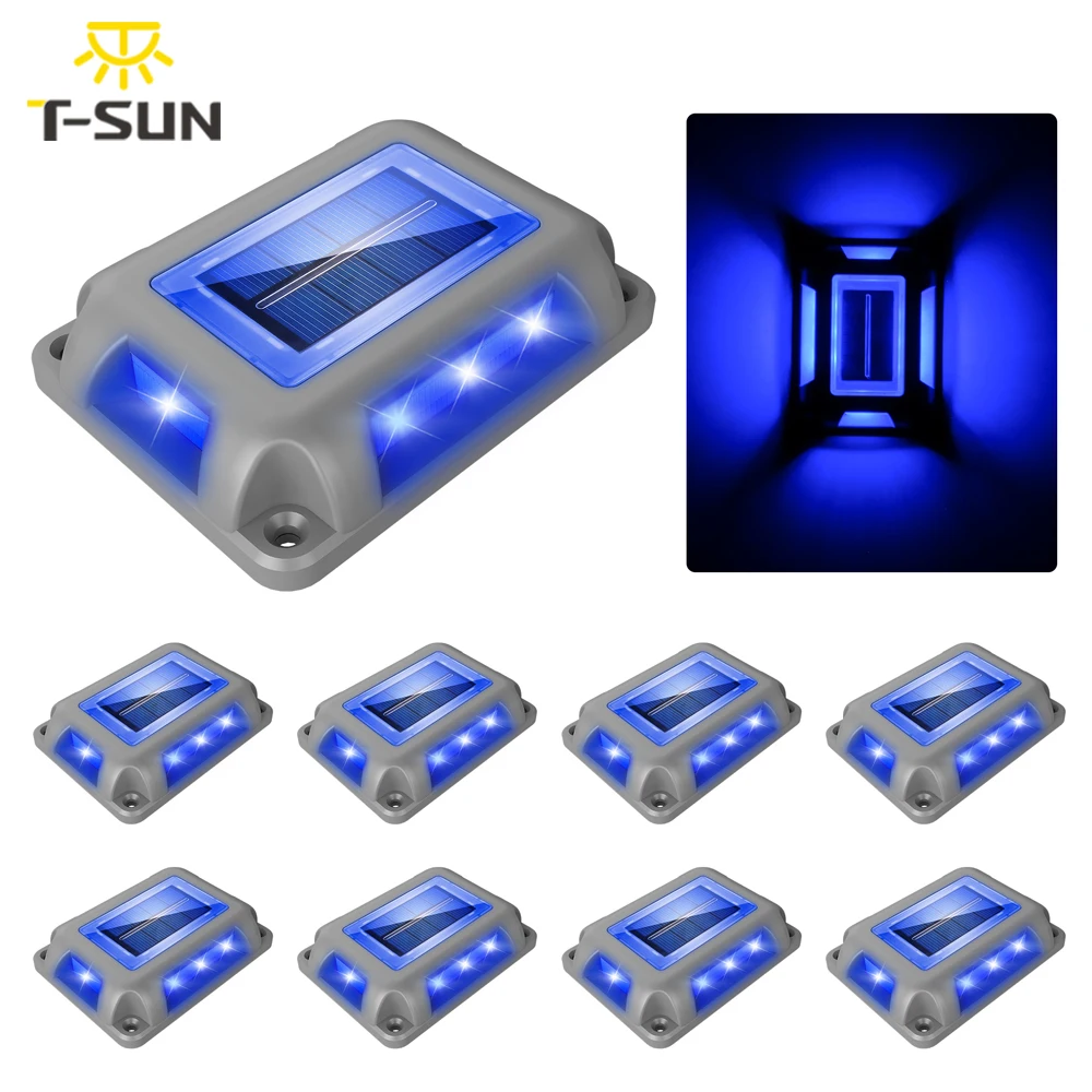 8Pc Luce Blu Luce Solare Esterna Lampione Solare Lampada Da Giardino Decorazione Del Giardino Lampada Per Scale Interrata Decking Sotterraneo Lampy So