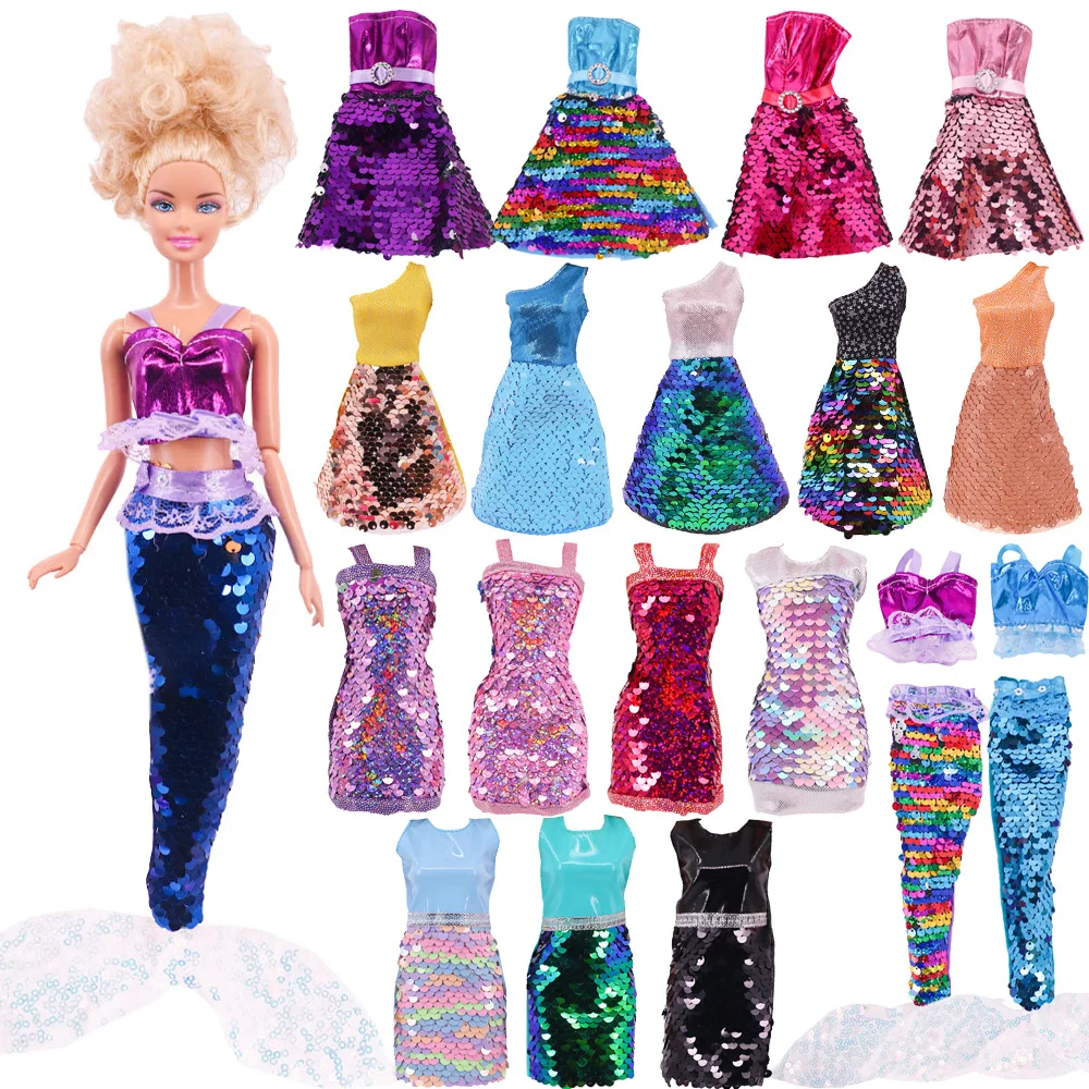 Barbies Dress Mermaid Tail Scale Gonna Di Paillettes Per 11.8 Pollici Barbies Accessori Per Vestiti Per Bambole 1/3 Bjd Doll Gonna A Coda Di Pesce Reg