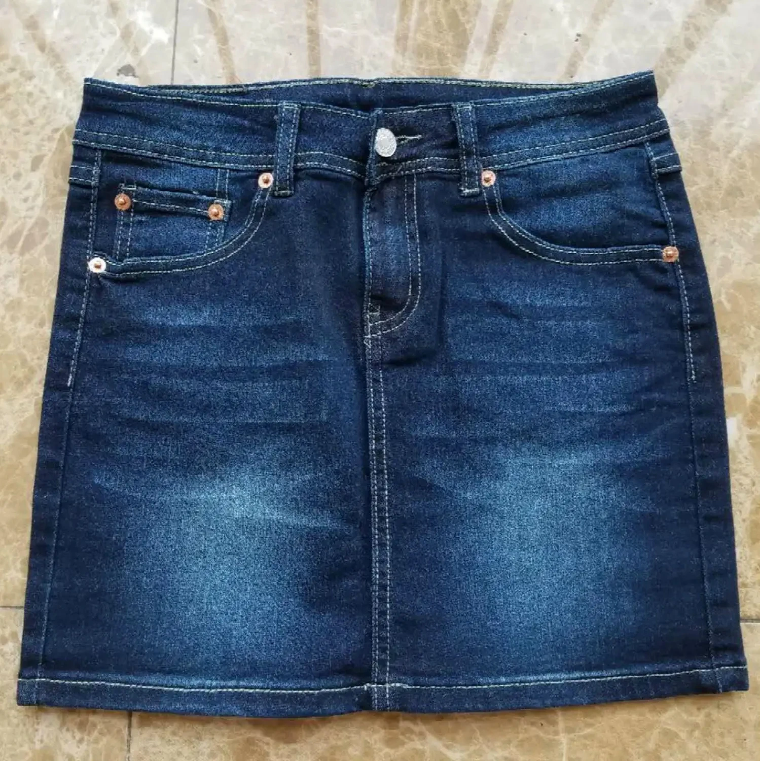 Summer Office Lady Cotton Brand Femael Women Ladies Girls Blue Denim Gonne