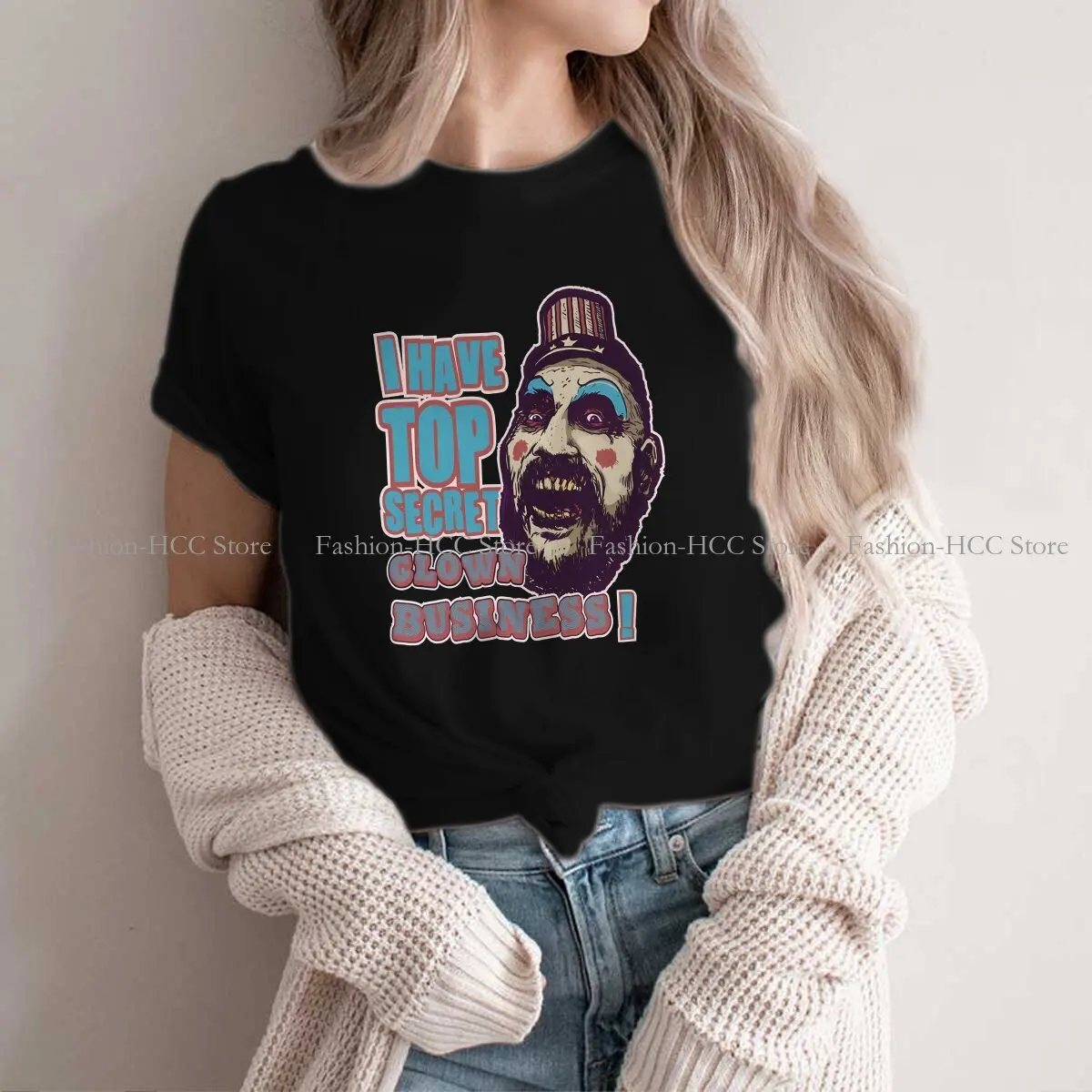 House Of 1000 Sales Horror Movie Tshirt In Poliestere Per Le Donne I Have Top Secret Clown Business Soft Leisure Tee T Shirt