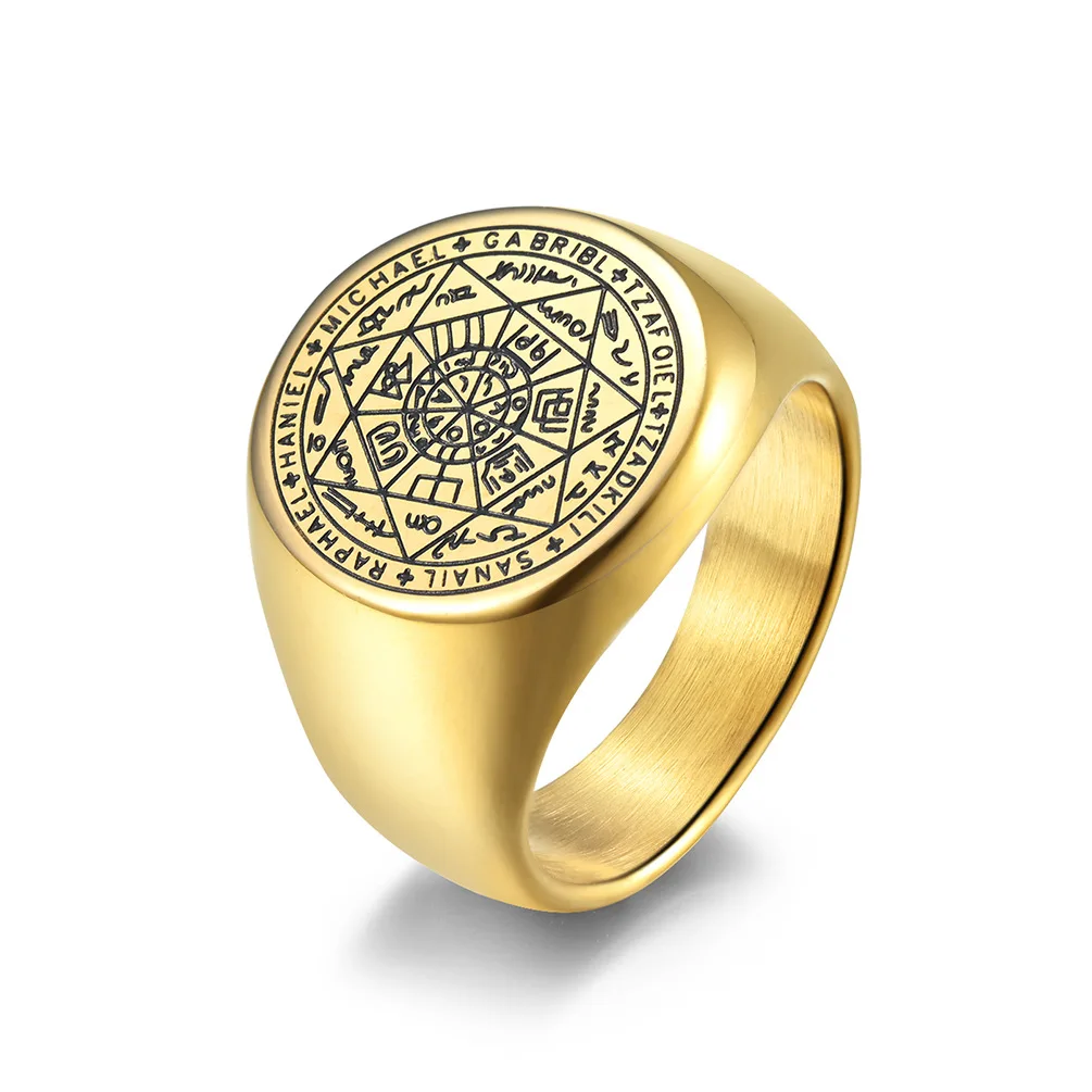 Anello Da Uomo In Acciaio Al Titanio Anello Da Uomo In Acciaio Al Titanio Anello Da Uomo Con Sigillo Di Angelo Anello Da Uomo Amuleto Misura Us7-12