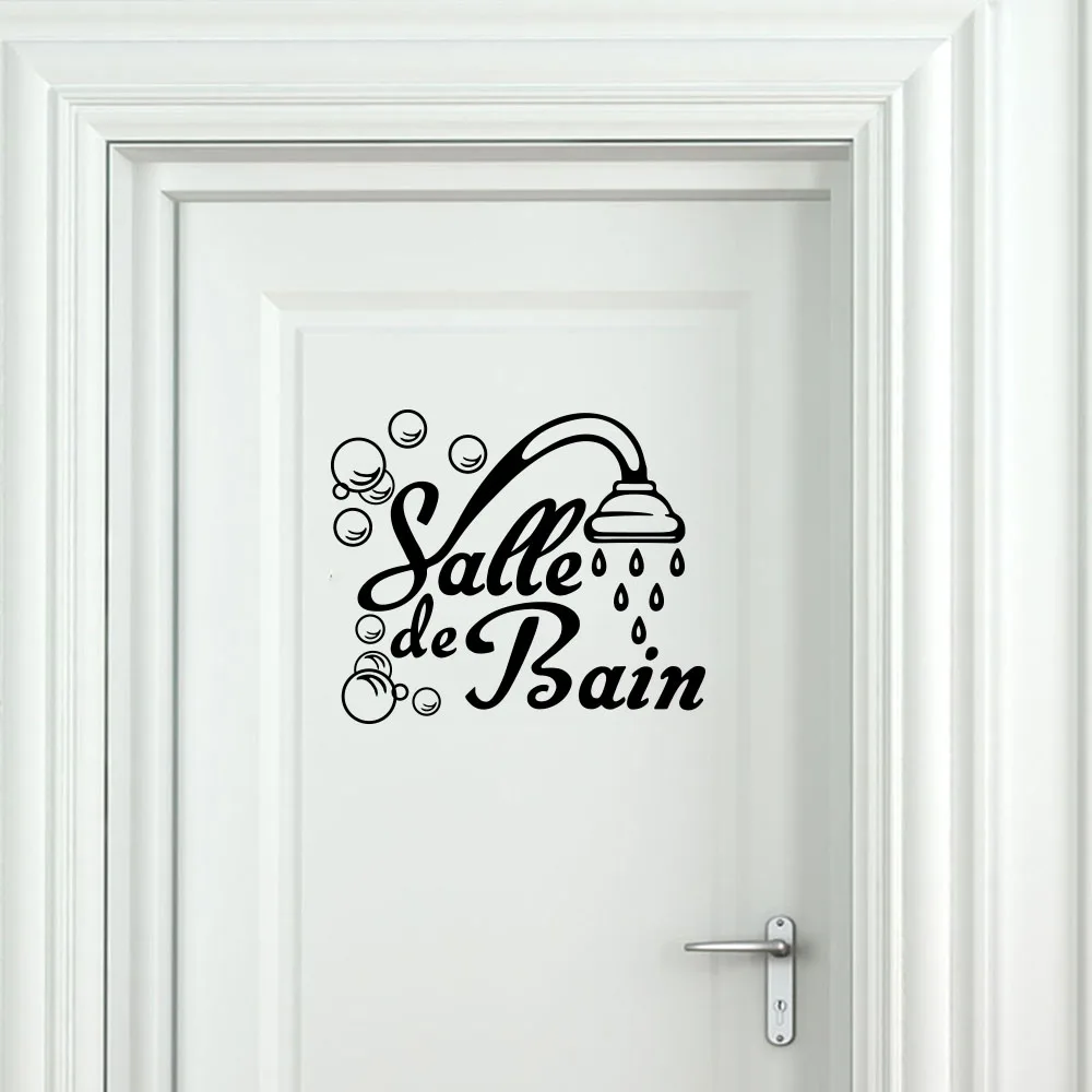 French Salle De Bain Adesivo Per Porta Del Bagno Decalcomania Bagno Lave Room Bubble Vinyl Home Decor