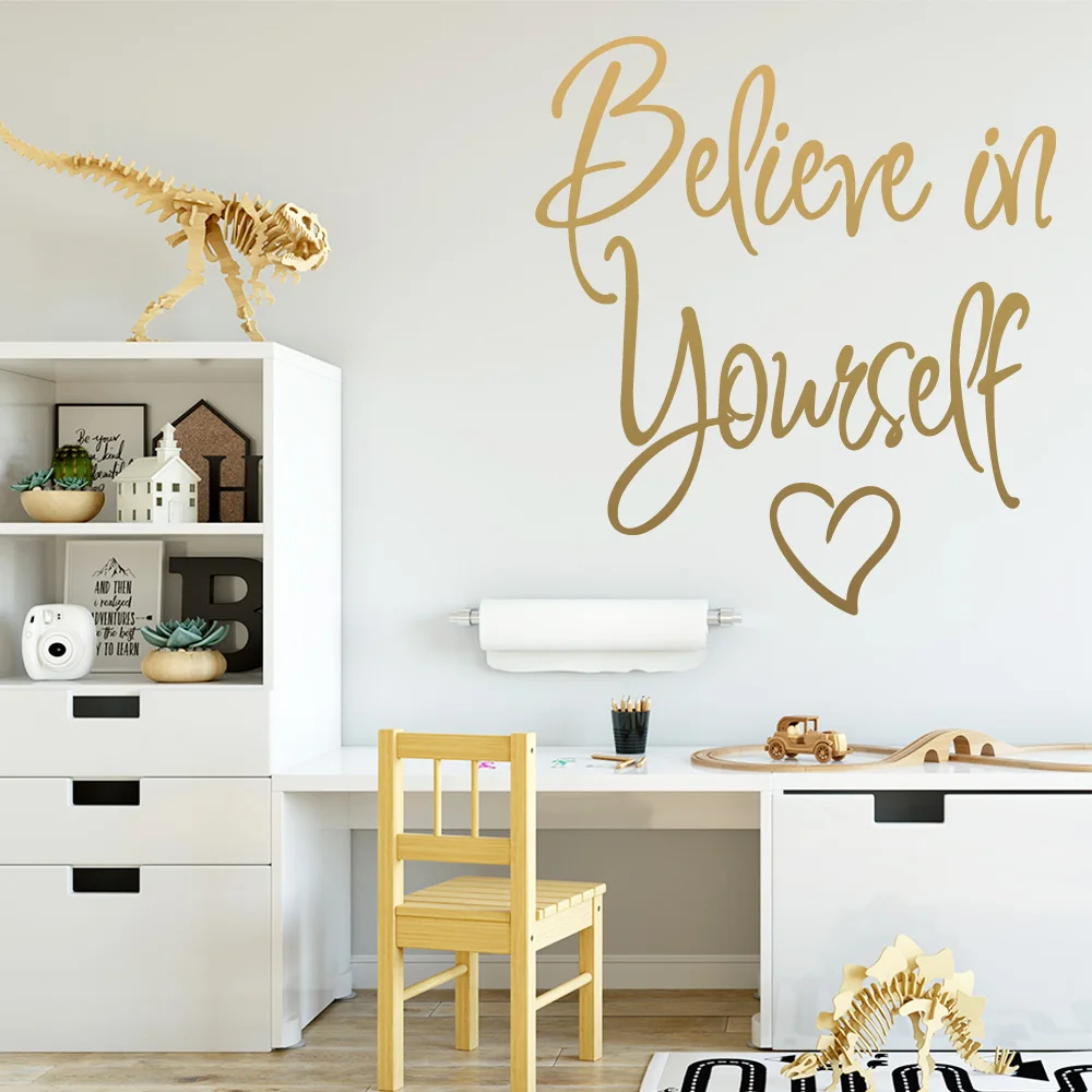 Divertimento Credete In Voi Stessi Adesivi Murali Complementi Arredo Casa Ragazze Camera Da Letto Sticker Per Complementi Arredo Casa Soggiorno Camera