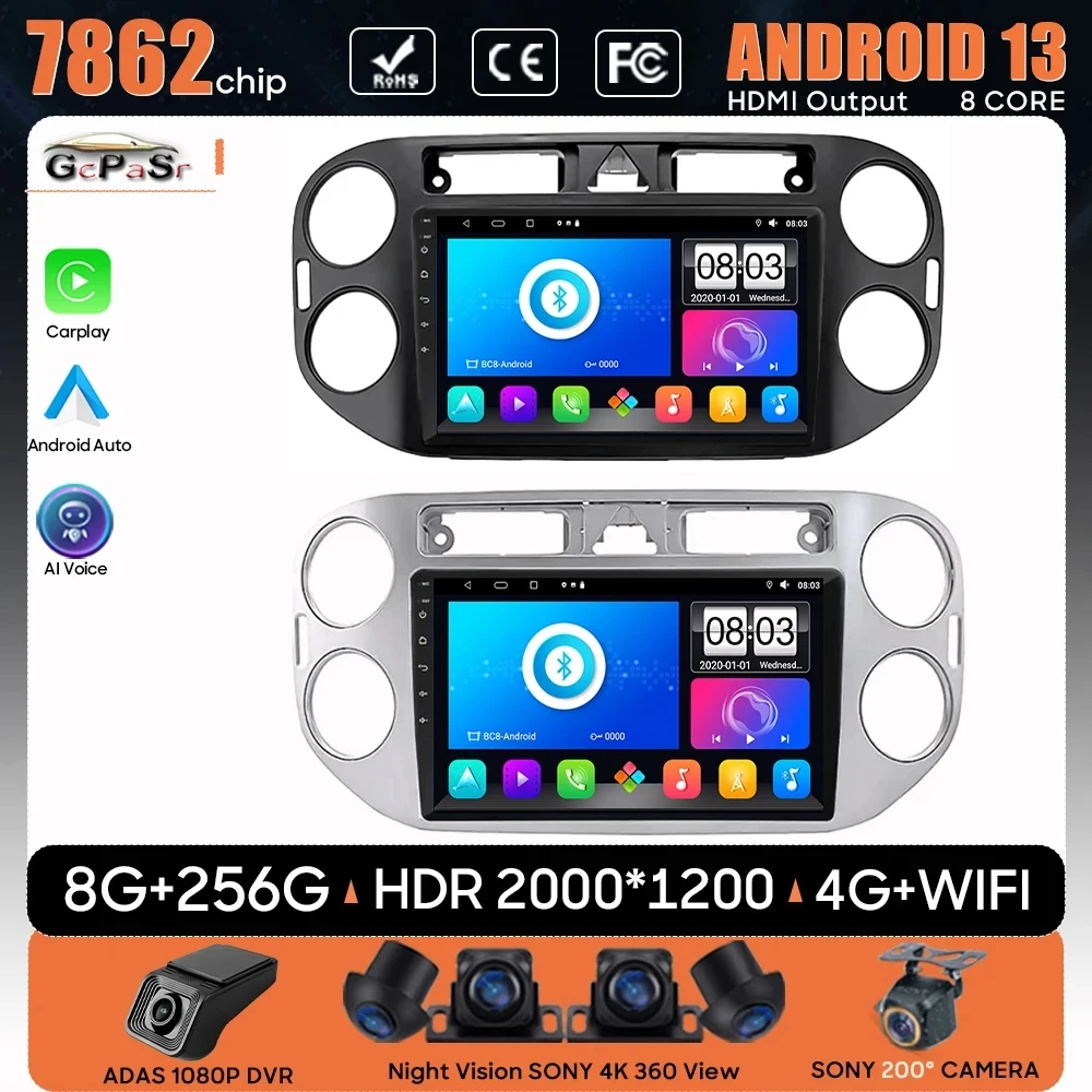 Autoradio Android 13 Carplay Per Volkswagen Vw Golf 5 Plus Tiguan 2007-2016 Navigazione Gps Android Auto Screen No 2Din 5G Wifi