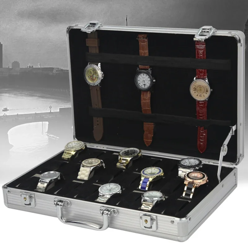 Custodia Per Orologi In Alluminio Custodia Per Orologi 24 Slot Scatole Per Orologi Organizer Per Orologi Da Polso Meccanici Da Uomo Display Accessori 