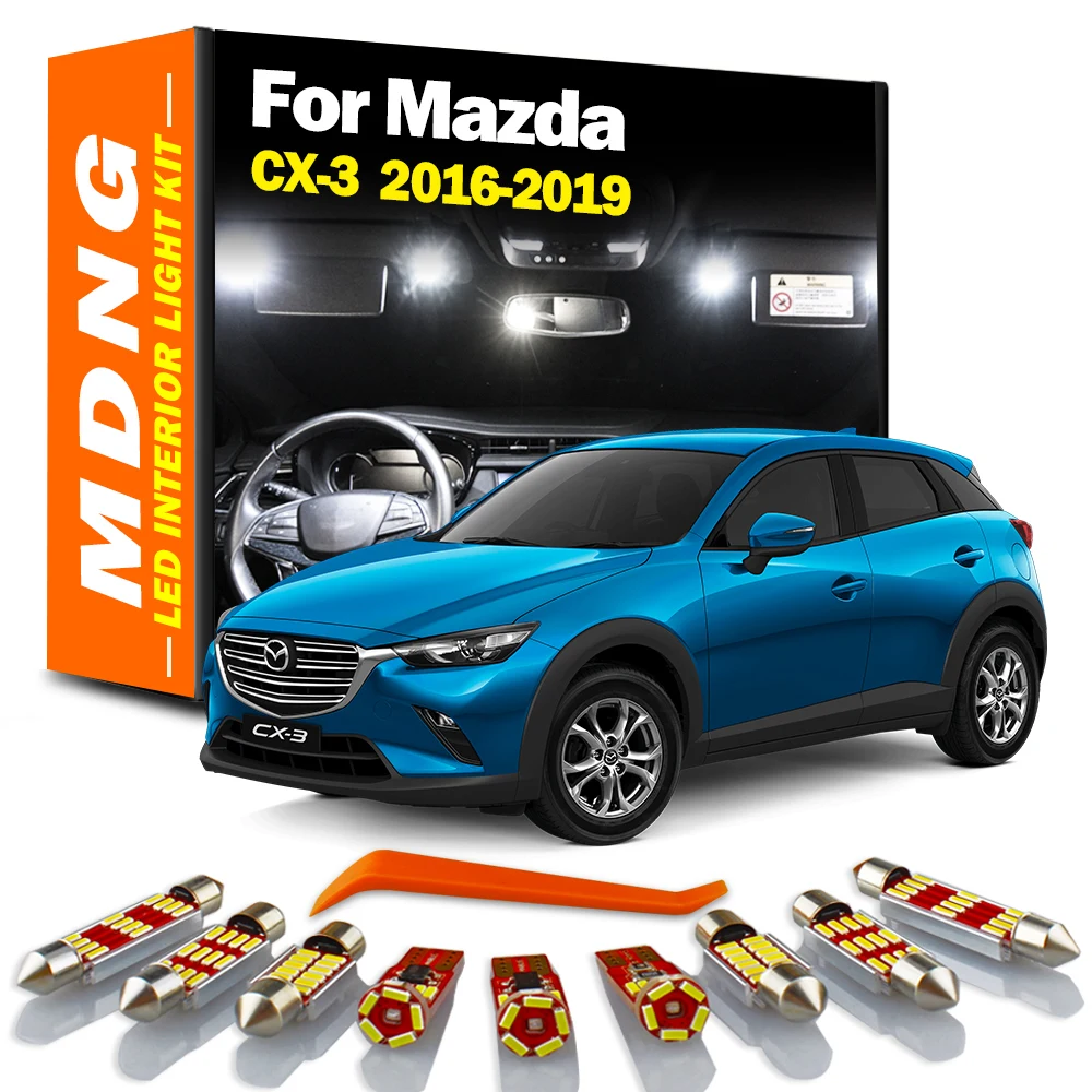 Mdng 10Pcs Canbus Car Interior Kit Luce Led Per Mazda Cx-3 Cx3 2016 2017 2018 2019 Mappa Lettura Cupola Lampada Targa