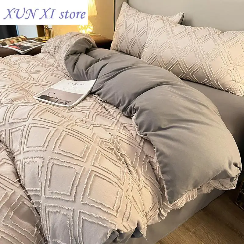 Nuovo Set Biancheria Da Letto Matrimoniale King Size Colore Grigio Set Lenzuola Funda Nordica Cama 135 Biancheria Da Letto Matrimoniale Euro Letti Geo