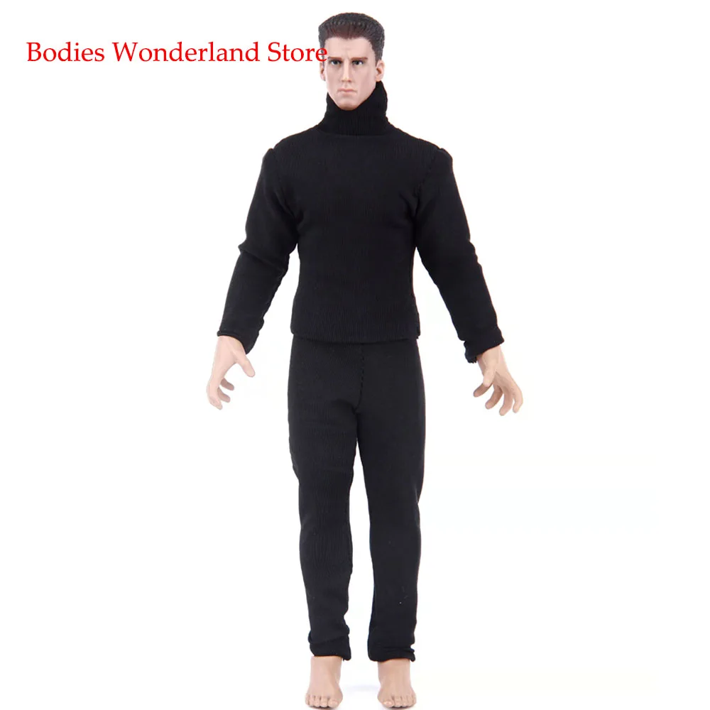 Colore Nero/Bianco 1/12 Scala Collant Donna/Uomo Elastico Elasticizzato Dolcevita Top Pantaloni Set Modello Per 6 Pollici Action Figure