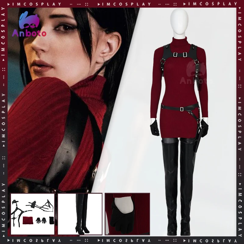 Gioco Evil 4 Remake Costume Cosplay Evil 4 Remak Ada Wong Cosplay Costume Gioco Sexy Rosso Vestito Di Lana Maglione Regali Di Halloween