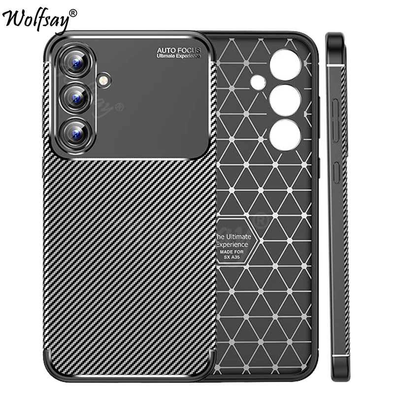 Per Samsung Galaxy A35 5G Custodia Paraurti In Silicone Morbido Cover Posteriore In Fibra Di Carbonio Per Samsung A35 5G Custodia Per Samsung A35 5G 6