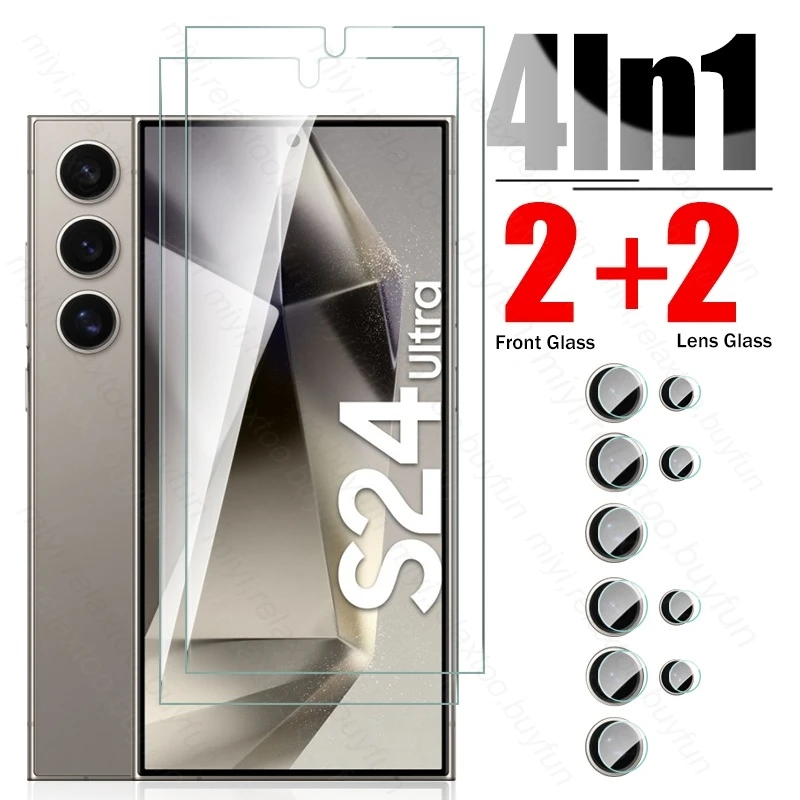 Samsun S 24 Ultra Case 4 In1 9H Proteggi Schermo In Vetro Temperato Cover Sansung S 24 Ultra Camera Glass Sumsung S24Ultra Samsungs24