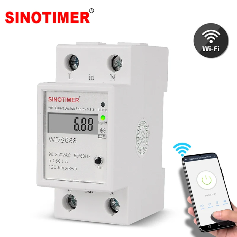 Consumo Elettrico Digitale Kwh Din Rail Smart Energy Meter Wifi Power Meter Watt Monitor Telecomando Interruttore 110V 220V Ac