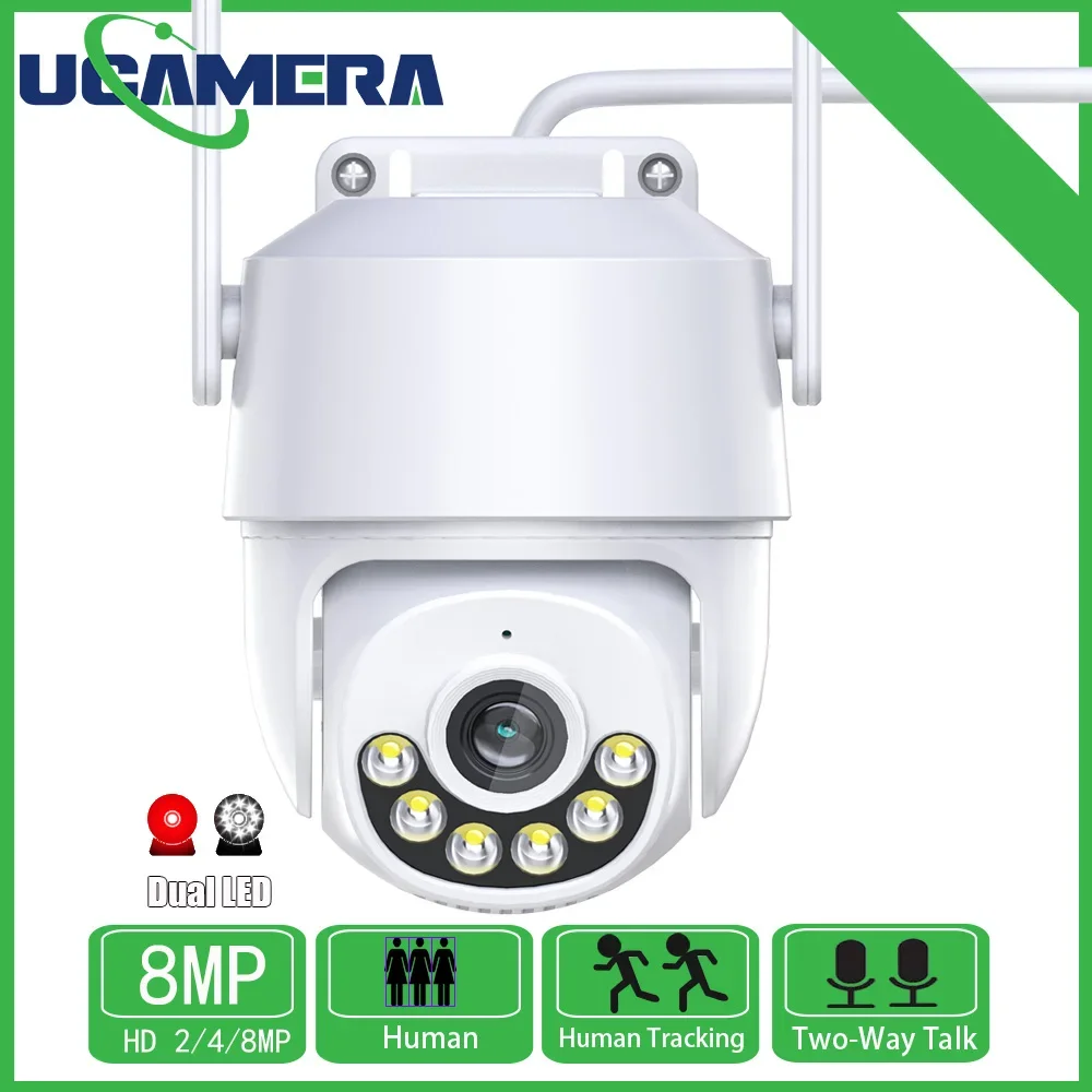 Telecamera Wifi Ptz Telecamera H.265 8Mp Ip Cam Telecamera Di Sorveglianza Esterna Ip66 Sistema Di Sicurezza Cctv Domestico Impermeabile Con Allarme N
