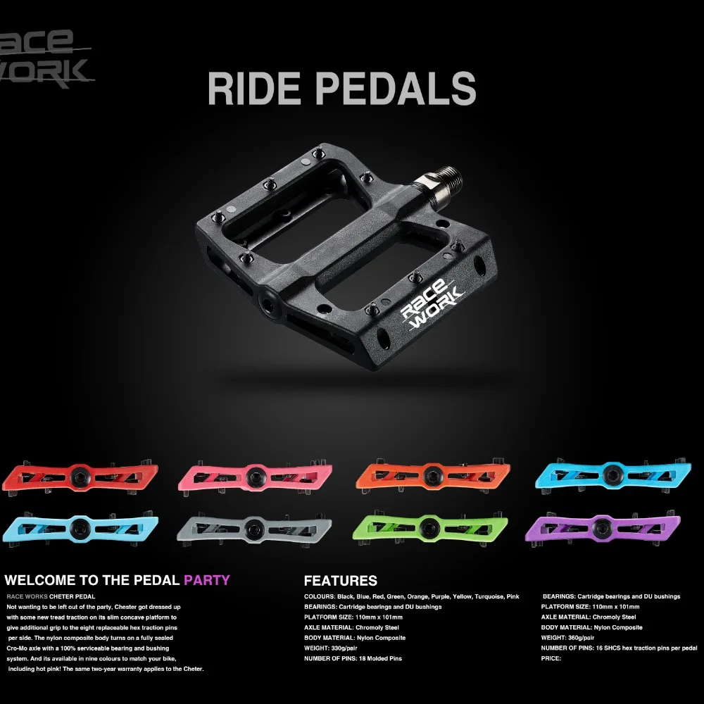 9/16 "Concise Composite Flat Mtb Mountain Bike Pedali In Fibra Di Nylon Big Foot Road Bike Bearing Pedales Bicicleta Mtb Pedal