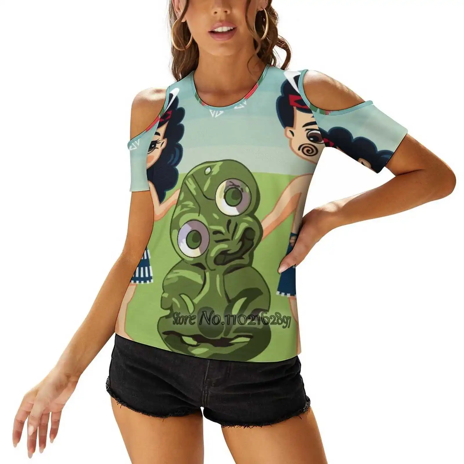 Poi Haka E Amichevole Tiki T-Shirt Da Donna Casual A Maniche Corte Top Tee Ladies Magliette Larghe Poi Haka Friendly Tiki Tiki Nuovo