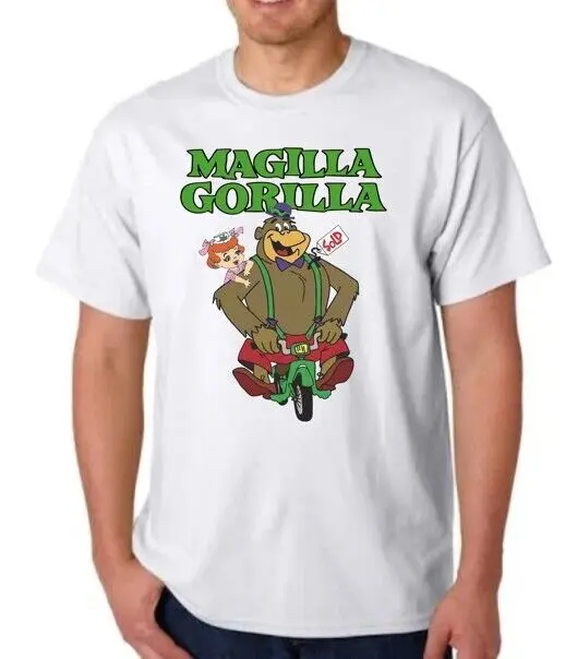 Magilla Gorilla Ogee Riding T Shirt Tee Cartoon Tv Show Hanna Barbera Totale Maniche Lunghe O Corte