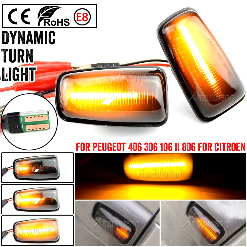 2X Indicatore Di Direzione Fluente Led Indicatore Laterale Dinamico Luce Ripetitore Laterale Per Peugeot 106 306 406 806 Expert 1 2 Per Fiat Scudo Uly