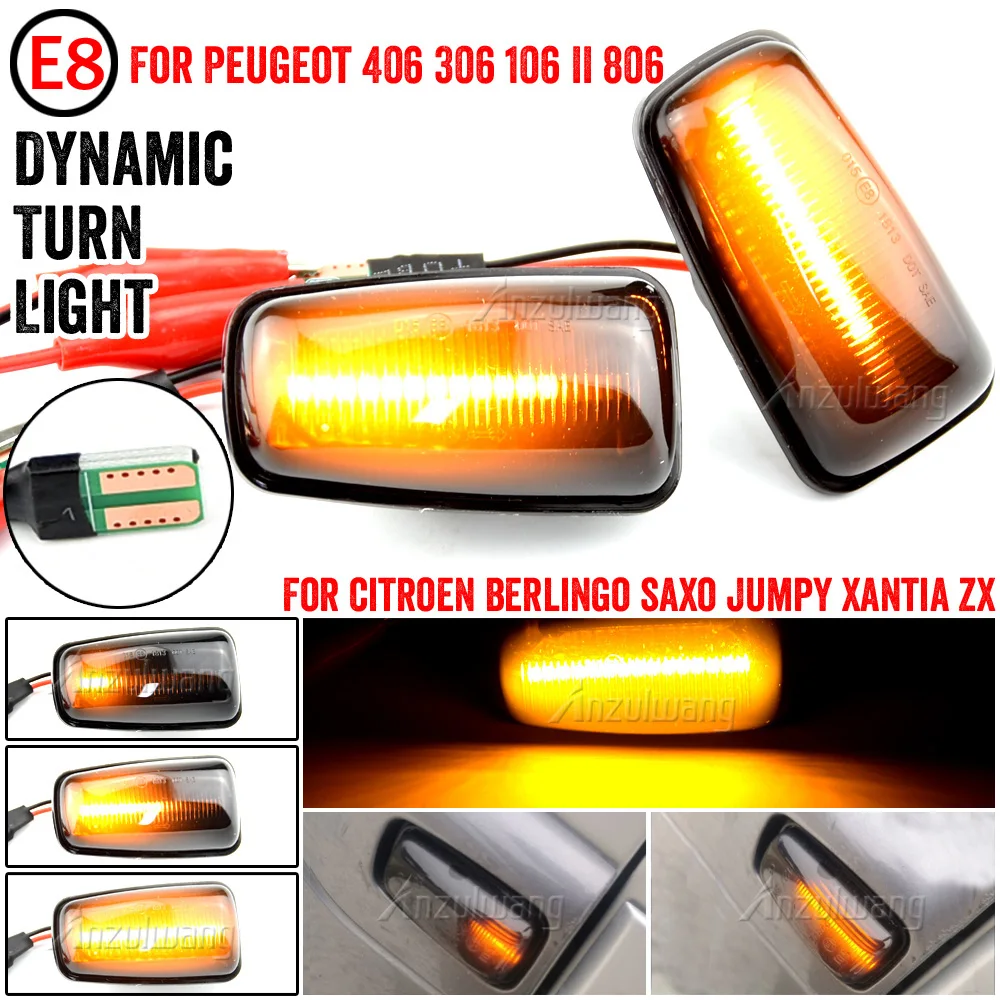 2X Indicatore Di Direzione Fluente Led Indicatore Laterale Dinamico Luce Ripetitore Laterale Per Peugeot 106 306 406 806 Expert 1 2 Per Fiat Scudo Uly