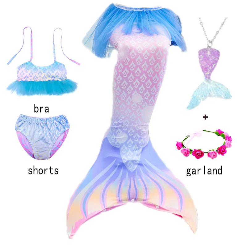 New Little Mermaid Tail For Pool Costume Girls Kids Beautiful Bikini Swimwear Summer Mermaid Princess Dress Costume Da Bagno