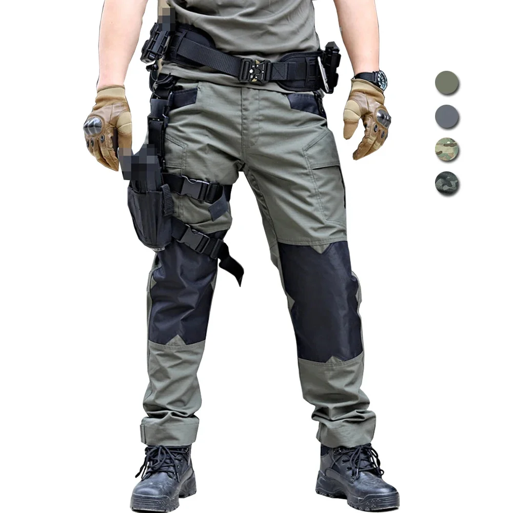 Pantaloni Tattici Uomo Militare Esercito Cargo Pant Ix6 Raider Outdoor Multi-Tasca Ginocchio Patch Ripstop Camouflage Pantaloni Softair Larghi