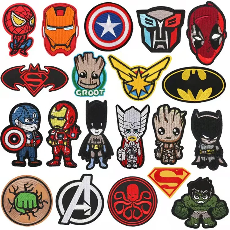 Avengers Adesivi Di Stoffa Ricamati Vestiti Fai Da Te Anime Scarpe Decorative Adesivi Di Stoffa Vestiti Pantaloni Patch Adesivi Ferro Sulla Toppa