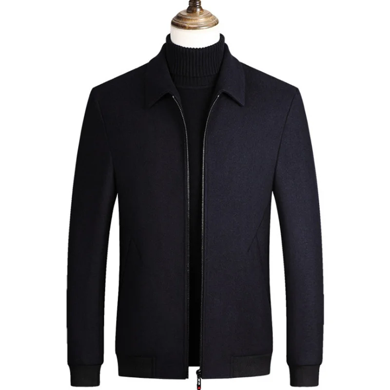 Bella Primavera Autunno Cappotto Di Lana Uomo Business Casual Giacca Di Lana Slim Fit Tinta Unita Uomo Cappotto Di Lana Giacca Con Cerniera Uomo