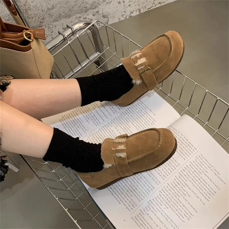 Cootelili Scarpe Da Donna 2023 New Fashion Flats Warm Winter Round Tod Shoes Flats Shoes Flats Scarpe Da Donna Mocassini Oxfords 35-40