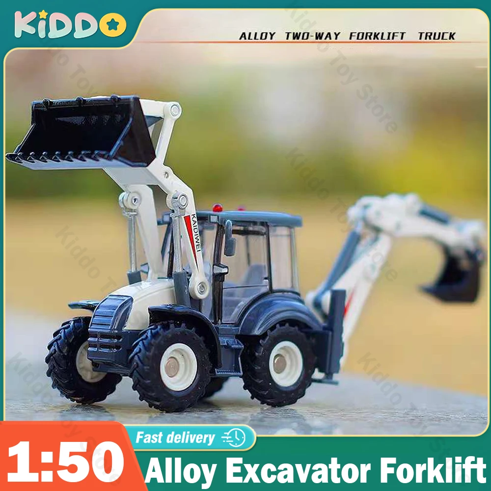 1:50 Lega Pressofuso Escavatore Inerzia 4 Pala Gommata Caricatore Carrello Elevatore A 2 Vie Bulldozer Terna Modello Camion Giocattoli Collezioni