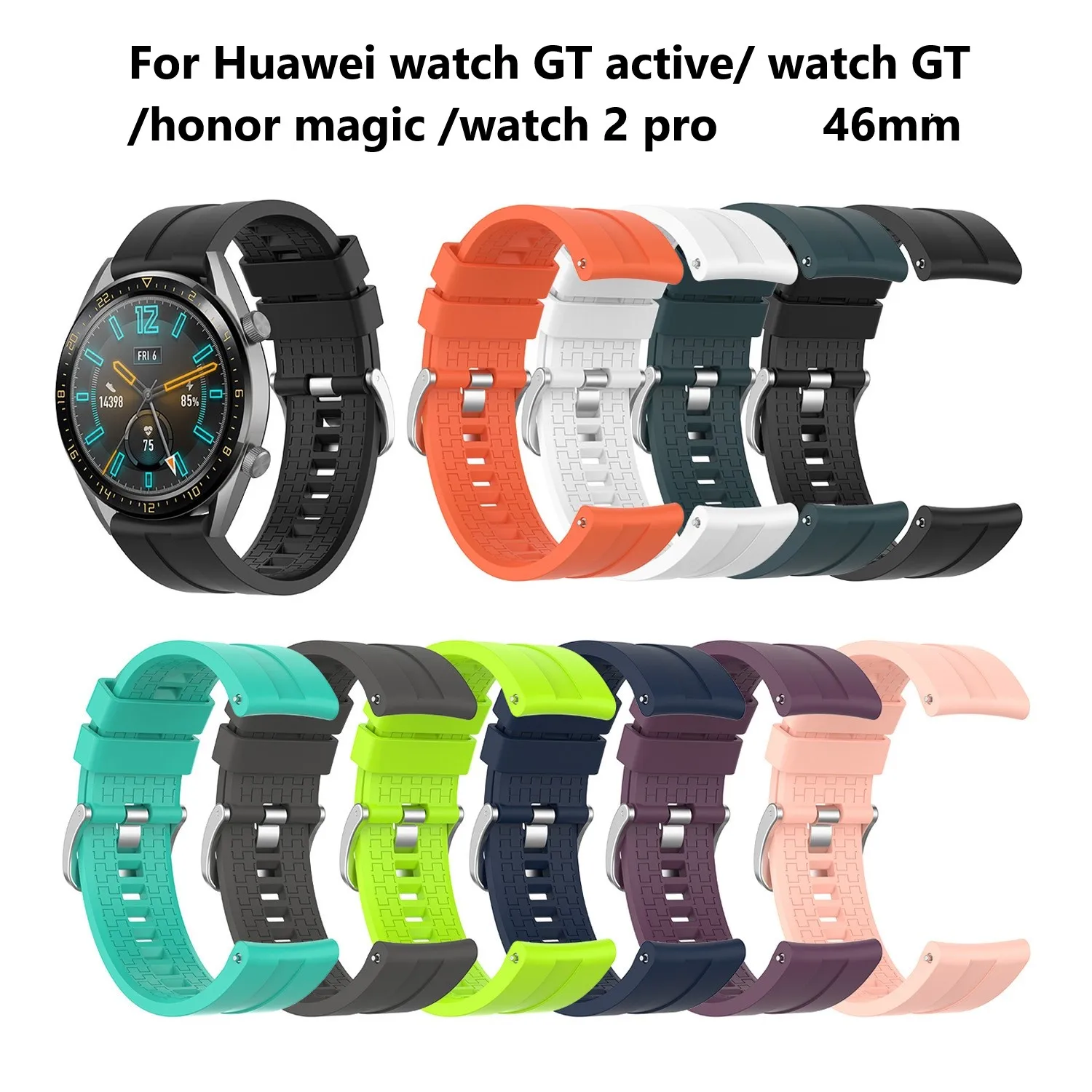 Cinturino In Silicone 42/46Mm Cinturino Per Huawei Watch Gt Fashion Cinturino Per Huawei Watch Gt Active/Honor Magic/Watch Gt Elegante