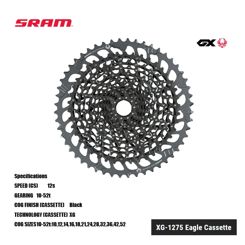 Sram Xg-1275 Eagle Cassette 12 Velocità 10-52T Xg Technology Gamma Di Ingranaggi Al 520 Utilizzando Lo Standard Industriale Xd™Driver Del Mozzo
