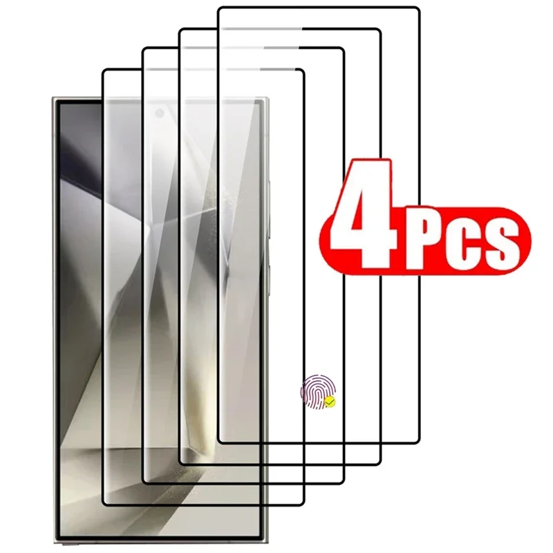 Vetro Temperato 4 Pezzi Per Samsung Galaxy S24 Ultra S24 Plus S21 S22 Plus S22 + Note20 Ultra S23 S24 + Plus S24Ultra Fingerprint Glass