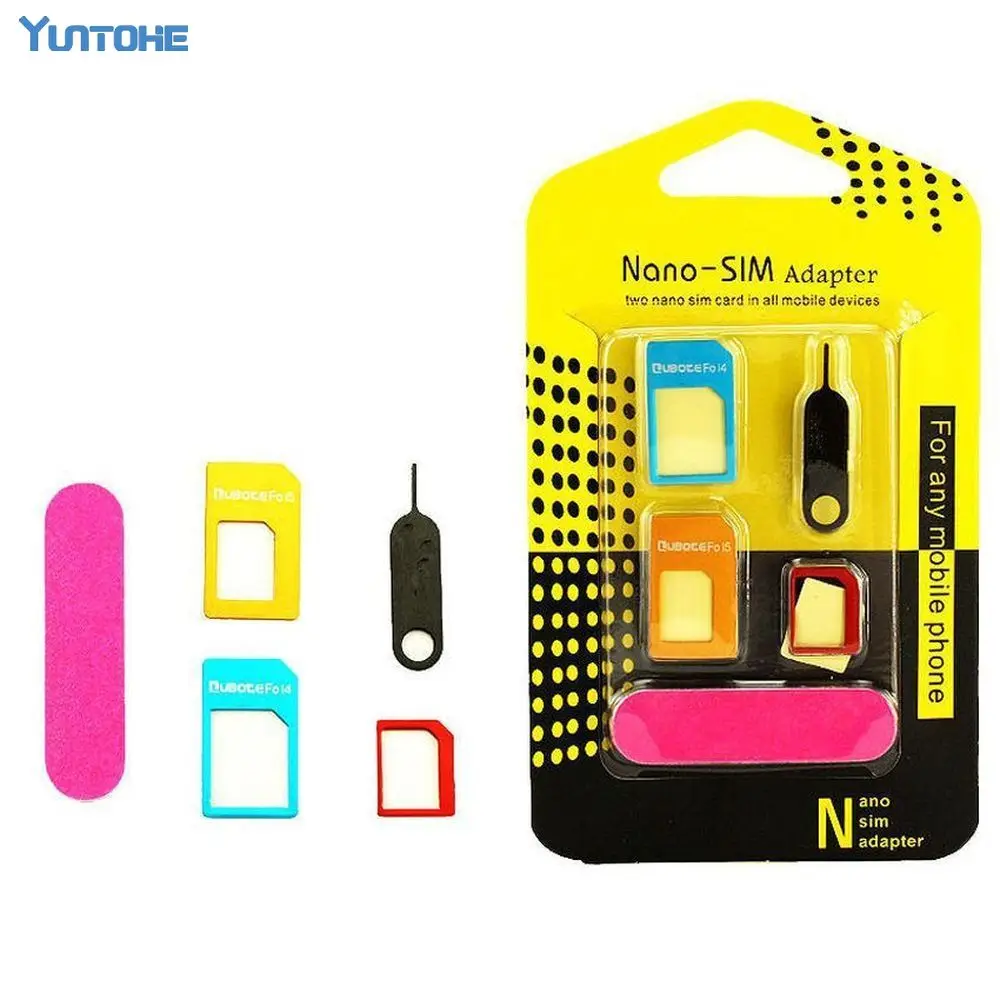 100Set Di 5 In 1 Sim Card Sim Card E Adattatori Di Espulsione Spille Chiave Per Tutti Smartphone Standard/Nano/Micro Sim Carta Di Sim Card E Adattator
