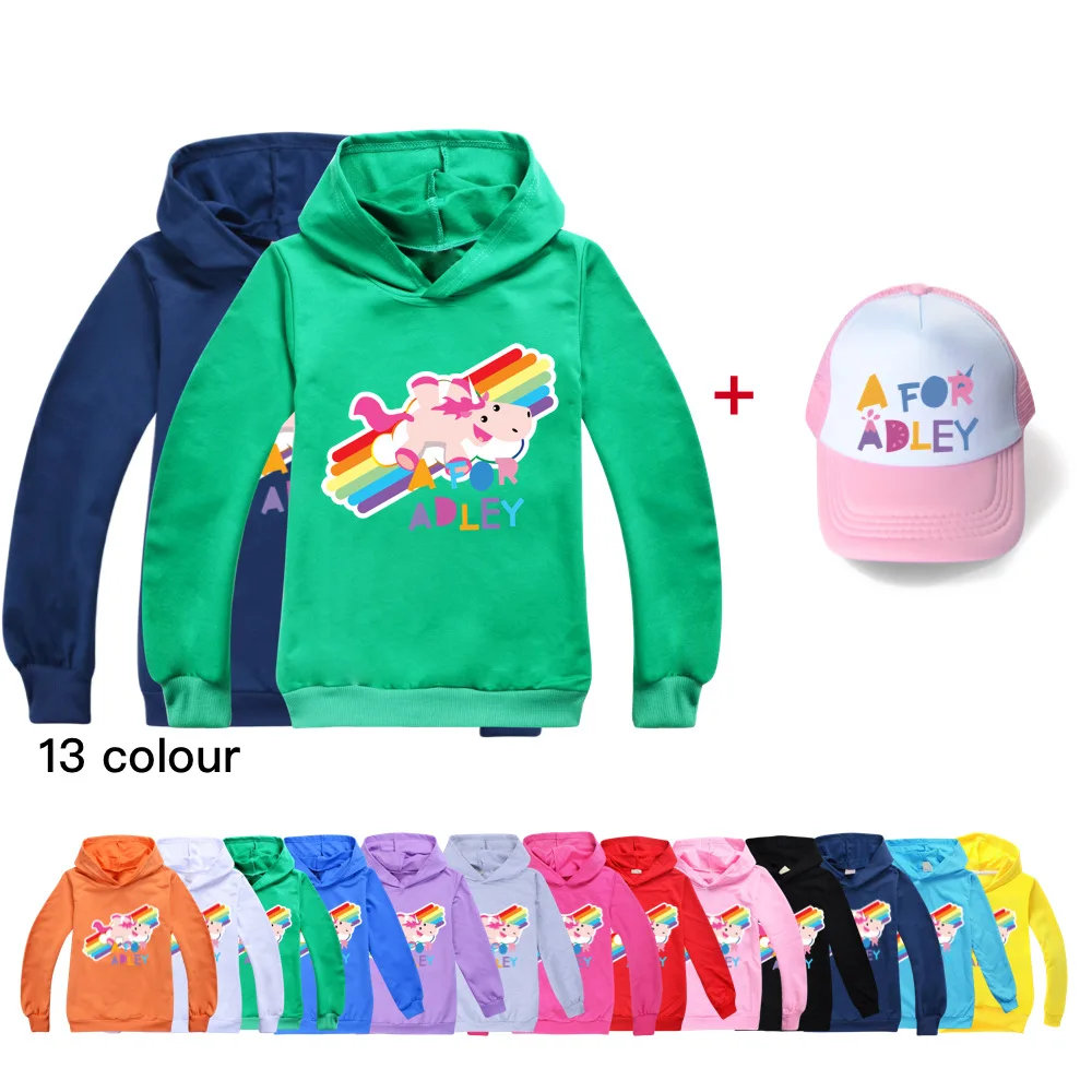 A For Adley Boys Felpe + Cap 3D Girls Sportswear Fashion Cartoon Felpa Lovely Child Costume Per Autunno Teens Clothes