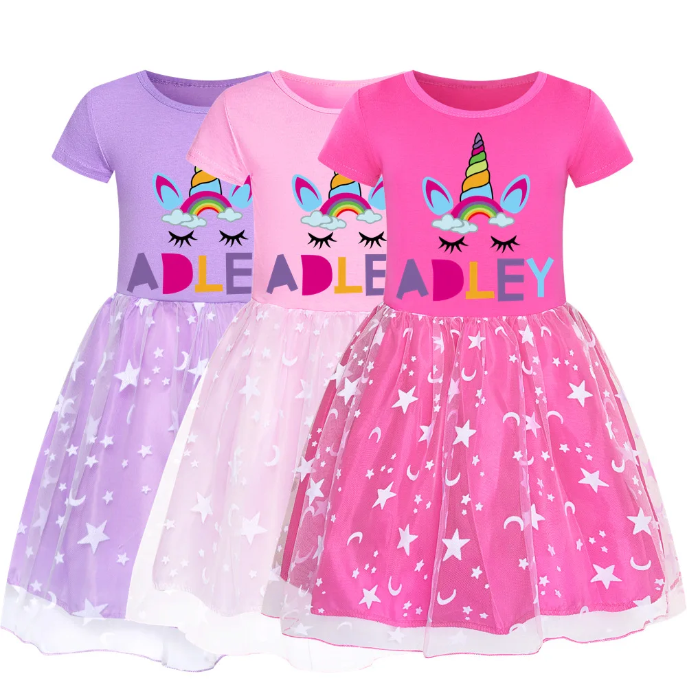 2023 Summer Girls Spring Dress Cartoon Cute Cotton Animal Print A For Adley Girl Dresses Elegante Suit Teenage Kids Dress