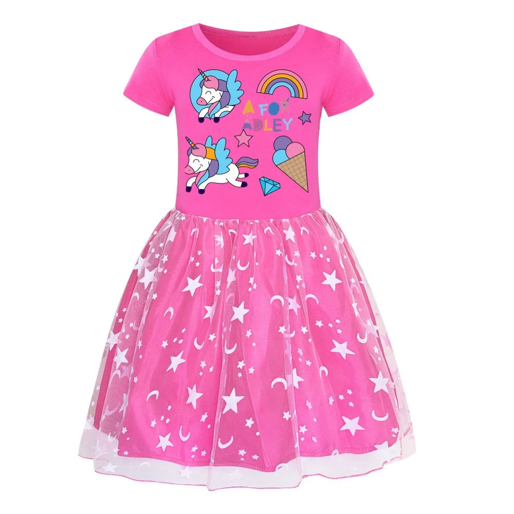 A For Adley Kids Dress For Girls Manica Corta Cartoon Birthday Party Abiti Da Principessa Abbigliamento Per Bambini Summer Kids Girls Dres