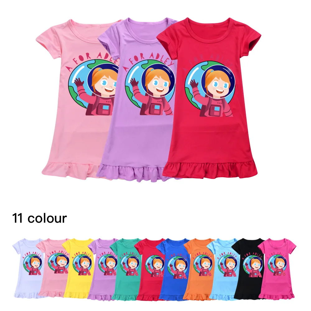A For Adley Girls Camicia Da Notte Summer Kids Cartoon Girls Pigiama Night Dress Summer Kids Sleeping Camicia Da Notte Per Ragazze Cosplay