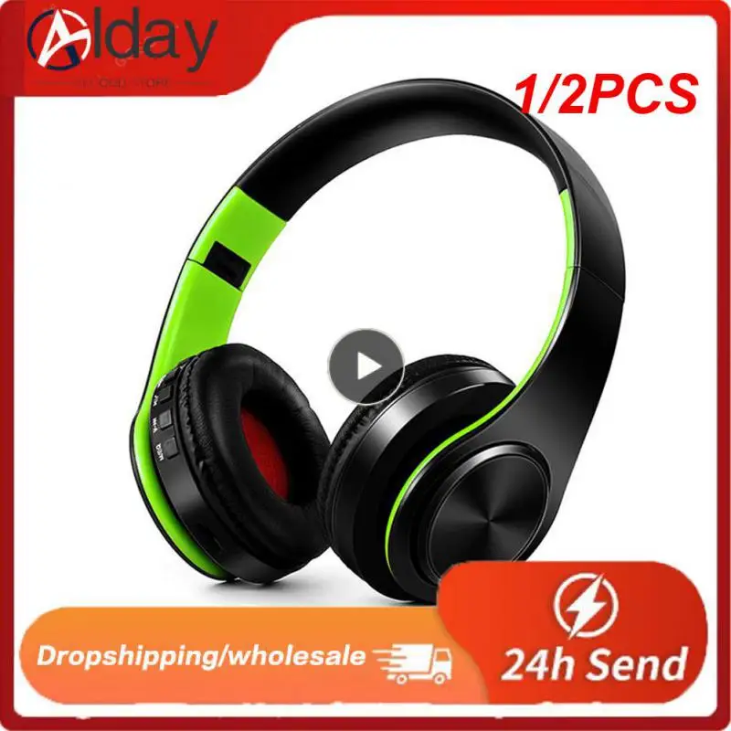 1/2 Pz Cuffie Cuffie Auricolari Cuffie Wireless Stereo Pieghevole Sport Auricolare Microfono Auricolare Vivavoce Mp3
