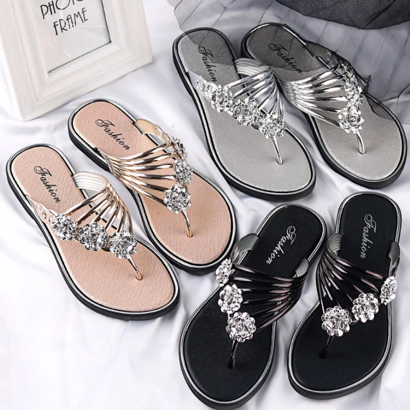 Infradito Piatto Da Donna Pantofole Casual Moda Fiore Sandali Leggeri Scarpe Da Spiaggia Antiscivolo Per Feste Chanclas Verano Mujer