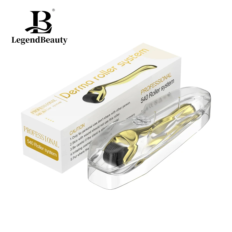 Rullo Derma Di Alta Qualità Microneedling Manico Dorato 540 Derma Roller