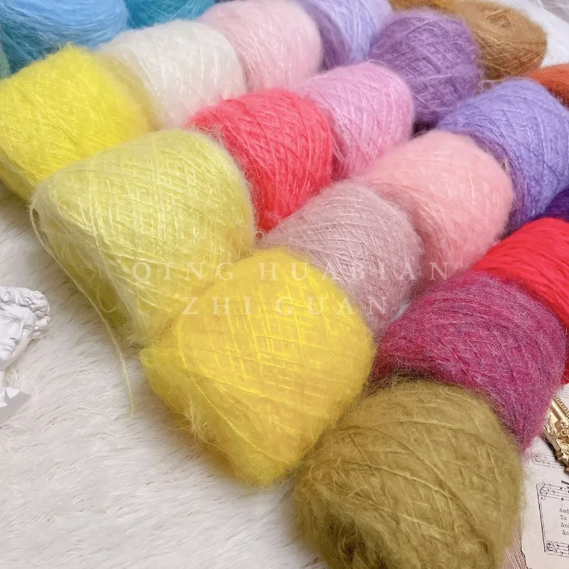 20G Butterscotch Soft Mohair Filato Filo Abbinato Maglione Sciarpa Cappello Bambola Vestiti Nappa Tessuta Uncinetto Para Tejer Filato Per Maglieria