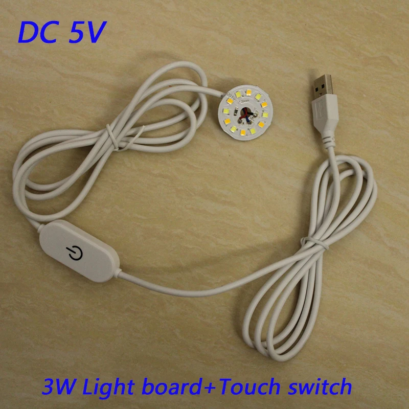 Dalcan 1Pc Dc 5V Led Lights Online Touch Switch Regolatore Dimmer Con 2 Metri Linea 3W 3 Colori Scheda Luminosa 32Mm.