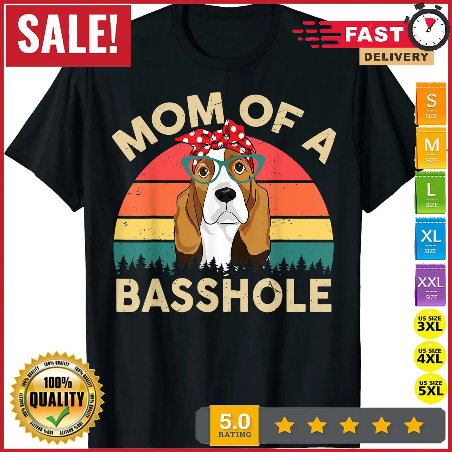 Basset-Hound Shirt Gifts Mom Of A Bassymny Womens T-Shirt S-5Xl Maniche Lunghe