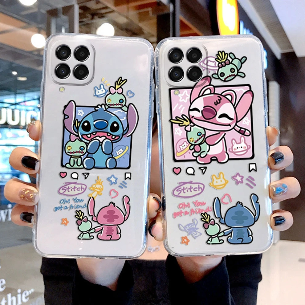 Happy Funny Lilo Stitch Angel Case Per Samsung Galaxy M33 M53 5G Soft Back Cover Phone Funda Coppie Mouse Minnie Mickey Bags