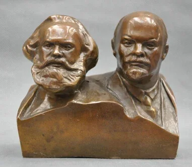 Rame Ottone Artigianato Cinese Decor Asian Chino Viejo 6 ''Gran Comunista Bradley Y Patten Busto Estatua De Bronce De Tiendas Bronce
