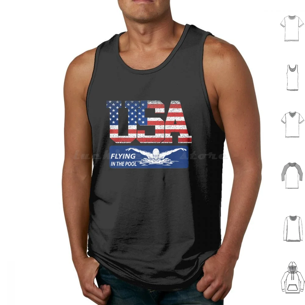 Vintage Flying In Pool Usa Flag Swimming World Record 2021 Canotte Gilet Senza Maniche Us Swimming Team Caeleb Dressel Swimming