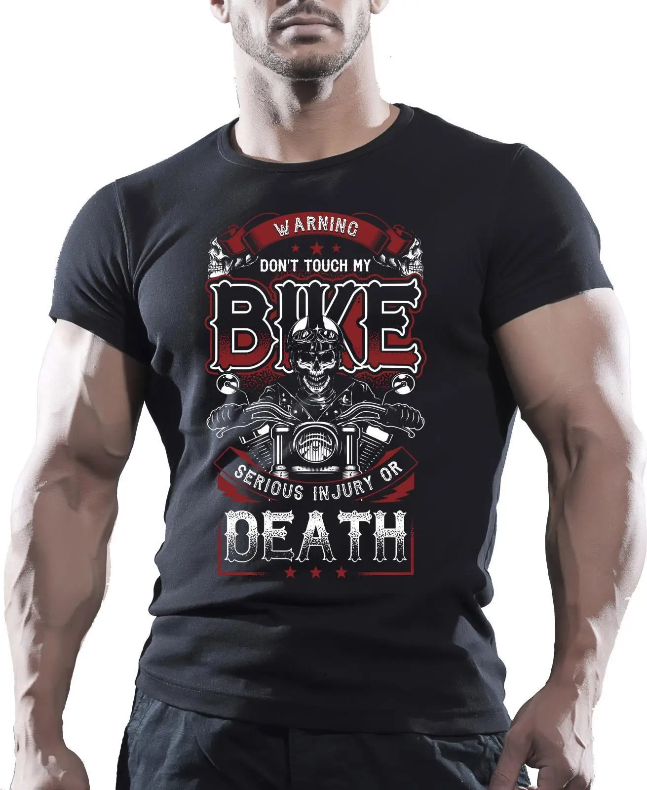 Nuovo Arrivo Moda Uomo Avvertimento Dont Touch Biker - Mens Moto T-Shirt Biker American Motorcycles Biker Print T-Shirt