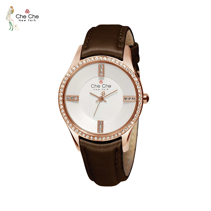 Cheche Orologio Da Donna Per Swarovski Strass In Pelle Cento Match Fashion Light Watch Orologi Bianchi Per Confezione Regalo Cc004