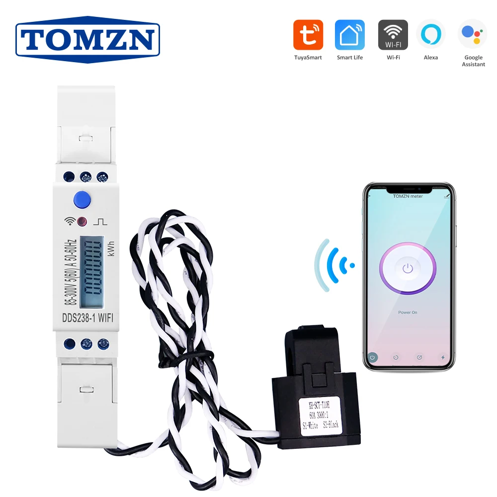 18Mm Tuya Monofase 60A Din Rail Wifi Smart Energy Meter Timer Consumo Energetico Monitor Kwh Meter Wattmetro 110V 220V