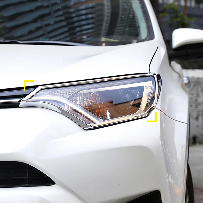 Chrome Front Head Light Lamps Cover Trim Headlight Shade Stickers Accessori Per Auto Styling Per Toyota Rav4 Rav 4 2016 2017 2018