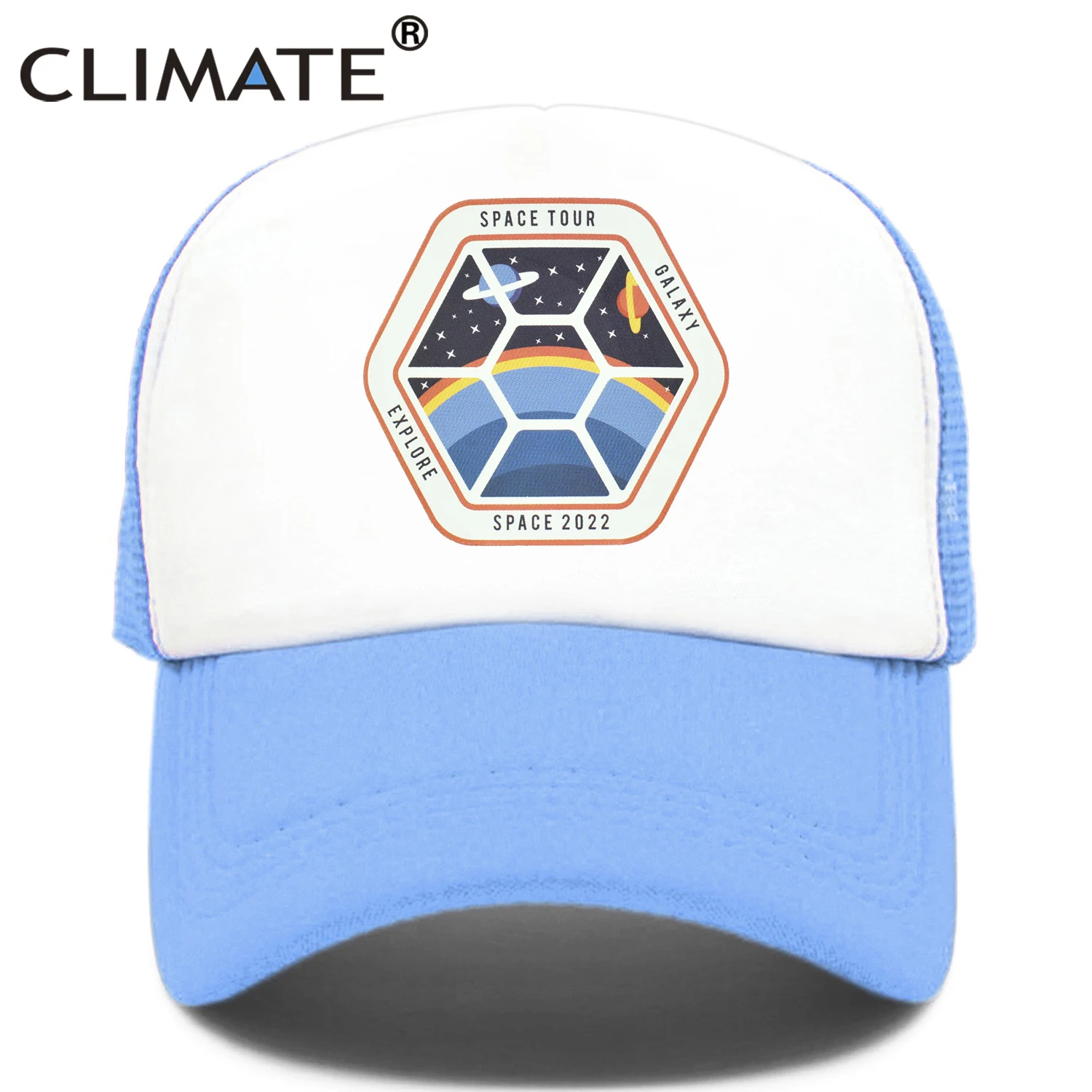 Clima Space Tour Astronave Cap Cappello Universo Tour Mesh Trucker Cap Rocket Galaxy Cool Summer Cap Cappello Per Uomo Donna Bambino Famiglia